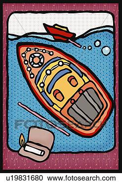 Arquivos de Ilustração - barco-dado forma, 
  brinquedo,  
 flutuante,   
água,   alto, 
  ângulo. fotosearch 
- busca de ilustrações 
clipeart e desenhos