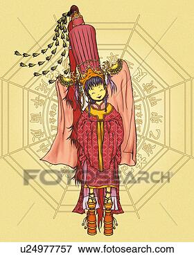 Arquivos de Ilustração - mulher,   chinês, 
  roupas,   chinês, 
  compasso,   
frente,   vista. 
fotosearch - busca 
de ilustrações 
clipeart e desenhos