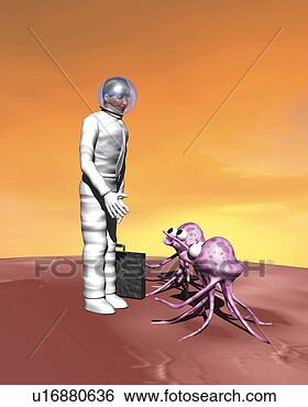 Arquivos de Ilustração - homem,   espaço, 
  paleto,   estrangeiros, 
  cg,   3d,   
ilustração. fotosearch 
- busca de ilustrações 
clipeart e desenhos
