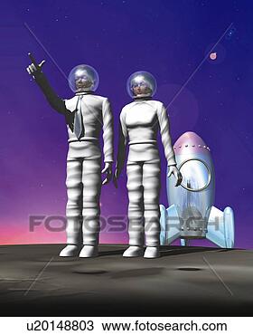 Desenho - homem,   mulher, 
  espaço,   ternos, 
  cg,   3d,   
ilustração. fotosearch 
- busca de ilustrações 
clipeart e desenhos