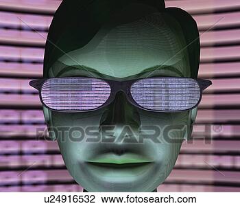 Clip Art - homem,  óculos, 
 cg,  3d,  ilustração, 
 fim,  cima. fotosearch 
- busca de ilustrações 
clipeart e desenhos