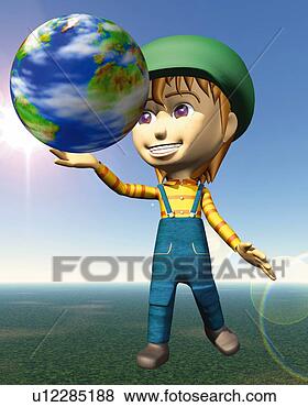 Arquivos de Ilustrações - menino,   segurando, 
  globo,   mão, 
  cg,   3d,   
ilustração. fotosearch 
- busca de ilustrações 
clipeart e desenhos
