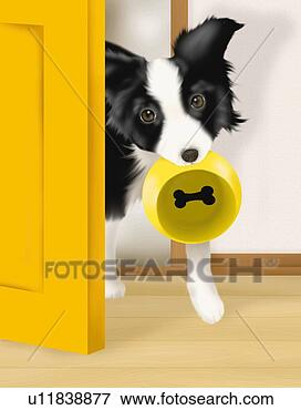 Arquivos de Ilustração - borda,  collie, 
 filhote cachorro, 
 segurando,  cão, 
 tigela,  boca. 
fotosearch - busca 
de ilustrações 
clipeart e desenhos