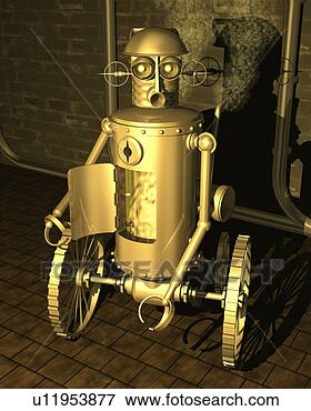 Arquivos de Ilustração - robô,  ilustração, 
 cg,  3d,  sepia, 
 alto,  ângulo, 
 vista. fotosearch 
- busca de ilustrações 
clipeart e desenhos