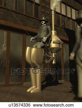 Stock Illustration - robot, illustration, 
cg, 3d, sepia, 
low angle view, 
side view. fotosearch 
- search clipart, 
illustration, 
drawings and vector 
eps graphics images