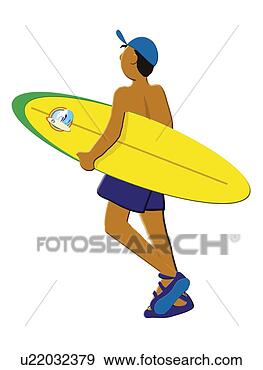 Arquivos de Ilustrações - homem,  surfboard, 
 pintura,  ilustração, 
 parte traseira, 
 vista. fotosearch 
- busca de ilustrações 
clipeart e desenhos