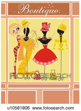 Stock Illustration - saleswoman arranging 
the boutique store 
window display. 
fotosearch - search 
clipart, illustration, 
drawings and vector 
eps graphics images