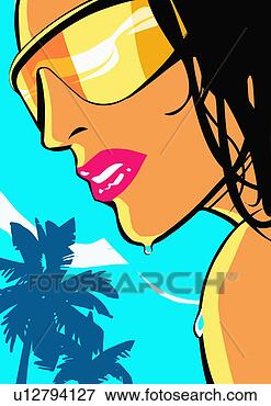 Stock Illustration - closeup of woman 
in sunglasses 
sweating in the 
heat. fotosearch 
- search clipart, 
illustration, 
drawings and vector 
eps graphics images