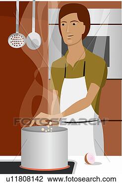 Clip Art - man cooking dinner. 
fotosearch - search 
clipart, illustration, 
drawings and vector 
eps graphics images