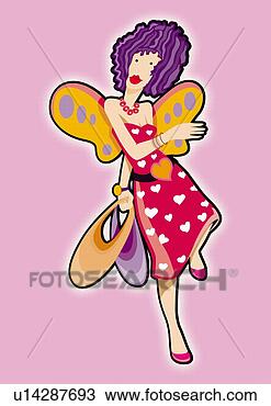 Drawing - woman butterfly 
with heart dress. 
fotosearch - search 
clipart, illustration, 
drawings and vector 
eps graphics images