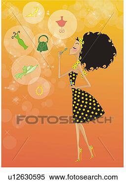 Arquivos de Ilustração - mulher,  soprando, 
 bolhas,  moda, 
 itens,  lhes. 
fotosearch - busca 
de ilustrações 
clipeart e desenhos
