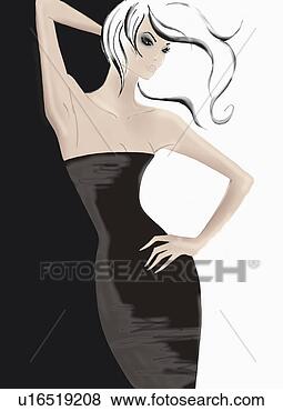 Stock Illustration - woman fashioning 
a black dress. 
fotosearch - search 
clipart, illustration, 
drawings and vector 
eps graphics images