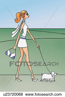 Stock Illustration - woman in short 
white dress walking 
little white dog. 
fotosearch - search 
clipart, illustration, 
drawings and vector 
eps graphics images