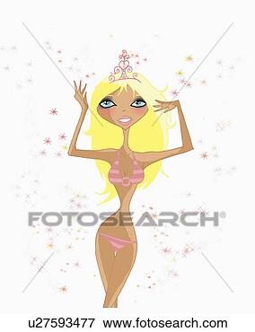 Stock Illustration - blonde in bikini 
with tiara on 
her head. fotosearch 
- search clipart, 
illustration, 
drawings and vector 
eps graphics images
