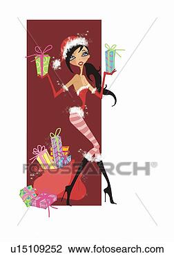 Clip Art - sexy female santa 
claus with presents. 
fotosearch - search 
clipart, illustration, 
drawings and vector 
eps graphics images