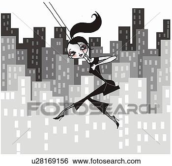 Stock Illustration - young woman on 
a swing with city 
view behind her. 
fotosearch - search 
clipart, illustration, 
drawings and vector 
eps graphics images