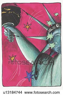 Stock Illustration - closeup of the 
statue of liberty 
in new york with 
a starry sky. 
fotosearch - search 
clipart, illustration, 
drawings and vector 
eps graphics images