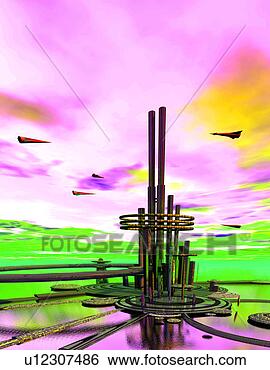 Stock Illustration - future city,  
building,  future, 
 high-technology, 
 digital. fotosearch 
- search clipart, 
illustration, 
drawings and vector 
eps graphics images