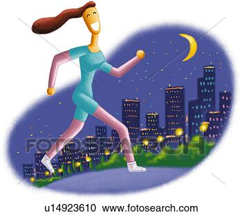 Stock Illustration - exercise, person, 
one woman, night, 
jogging, running, 
computer graphic. 
fotosearch - search 
clipart, illustration, 
drawings and vector 
eps graphics images