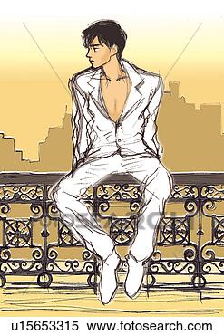 图解或向量图 - <em>成年人</em>, 建造, 布莱克<em>头发</em>, 建筑