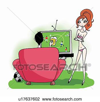 Clip Art - regarder, football, 
femme, ignor�. 
fotosearch - recherchez 
des cliparts, 
des illustrations, 
des dessins et 
des images vectoris�es 
au format eps