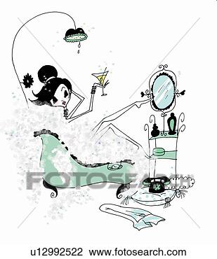 Clip Art - woman bathing 
with a martini. 
fotosearch - search 
clipart, illustration, 
drawings and vector 
eps graphics images