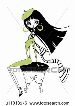 Stock Illustration - young woman wearing 
hat and scarf. 
fotosearch - search 
clipart, illustration, 
drawings and vector 
eps graphics images