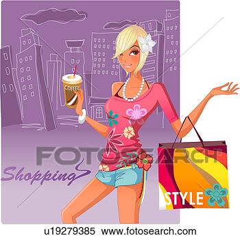 Stock Illustration - city, lifestyle, 
shopping bags, 
retail shoppers, 
mall, consumers. 
fotosearch - search 
clipart, illustration, 
drawings and vector 
eps graphics images