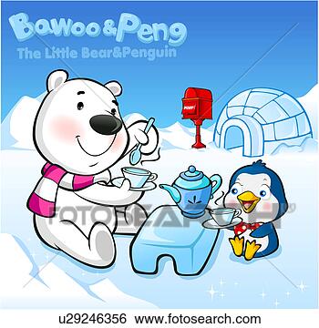 失量图库 - bawoo, 企鹅, 北极熊, 性格, 冬季, pe