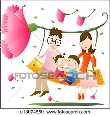 Stock Illustration - mother, swing, 
sibling, daughter, 
father. fotosearch 
- search clipart, 
illustration, 
drawings and vector 
eps graphics images