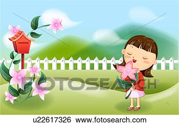 Stock Illustration - skirt, image diary, 
flower, holding, 
seasons, imagediary. 
fotosearch - search 
clipart, illustration, 
drawings and vector 
eps graphics images