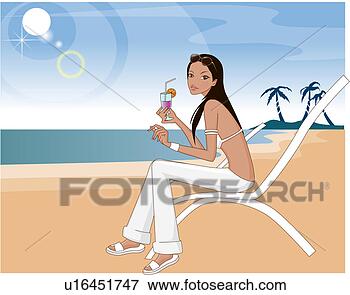 Banque d'Illustrations - bord mer, �t�, 
rivage, plage, 
bien-�tre, boisson. 
fotosearch - recherchez 
des cliparts, 
des illustrations, 
des dessins et 
des images vectoris�es 
au format eps
