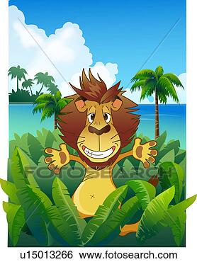 Stock Illustration - rest, jungle, 
fan palm, tarzan, 
natural world, 
clouds, lion. 
fotosearch - search 
clipart, illustration, 
drawings and vector 
eps graphics images