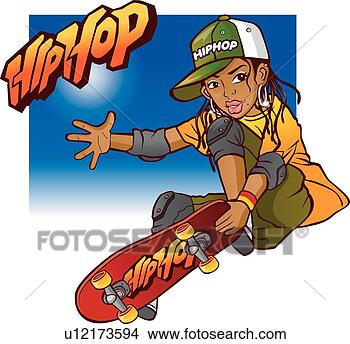 Stock Illustration - woman, skateboard, 
hip-hop girl, 
women, hip-hop. 
fotosearch - search 
clipart, illustration, 
drawings and vector 
eps graphics images