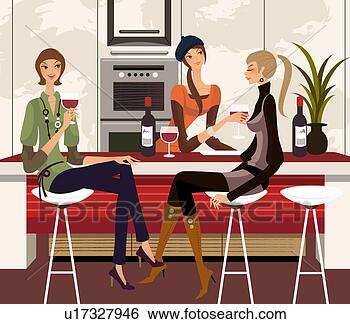 Banque d'Illustrations - trois, femmes, 
tenue, lunettes, 
vin. fotosearch 
- recherchez des 
cliparts, des 
illustrations, 
des dessins et 
des images vectoris�es 
au format eps