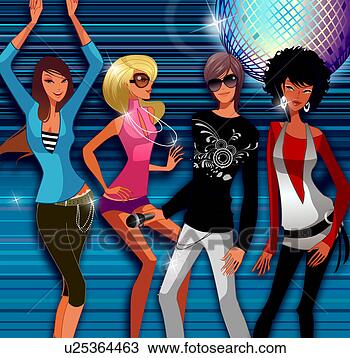 Dessin - trois, femmes, 
danse, m�le, chanteur, 
bo�te nuit. fotosearch 
- recherchez des 
cliparts, des 
illustrations, 
des dessins et 
des images vectoris�es 
au format eps
