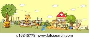 Stock Illustration - abstract illustration
of a park with
play equipments.
fotosearch - search
clipart, illustration
posters, drawings
and vector eps
graphics images