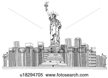 Stock Illustration - statue of liberty 
by skyscrapers. 
fotosearch - search 
clipart, illustration 
posters, drawings 
and vector eps 
graphics images