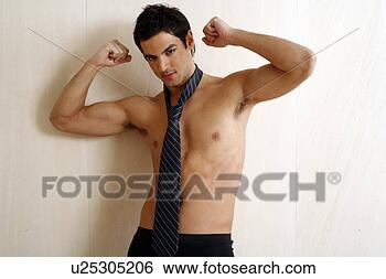 Stock Photo - bare chested young 
man posing with 
shorts and tie. 
fotosearch - search 
stock photos, 
pictures, images, 
and photo clipart