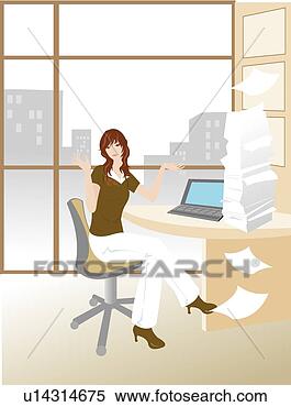 Banque d'Illustrations - sourire, travail, 
affaires, bureau, 
gens, femme. fotosearch 
- recherchez des 
cliparts, des 
illustrations, 
des dessins et 
des images vectoris�es 
au format eps