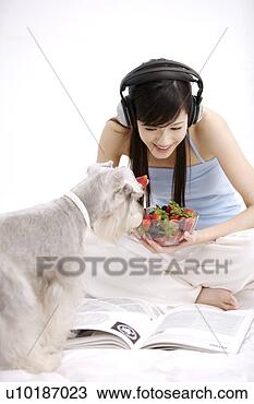 Banco de Imagem - femininas,  animais 
estimação,  um, 
 pessoa,  um, 
 jovem,  mulher, 
 só. fotosearch 
- busca de fotos, 
imagens e clipart
