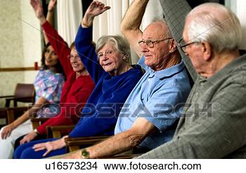 Banco de Imagem - seniors,  exercitar. 
fotosearch - busca 
de fotos, imagens 
e clipart