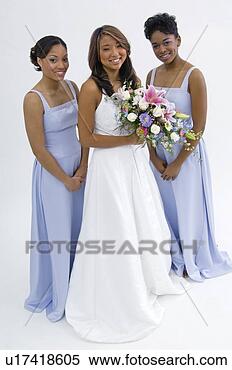 Banco de Imagem - noiva,  empregada, 
 honra,  dama 
honra,  buquet. 
fotosearch - busca 
de fotos, imagens 
e clipart