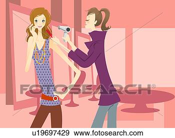 Stock Illustration - hairdresser styling 
woman's hair. 
fotosearch - search 
clipart, illustration, 
drawings and vector 
eps graphics images