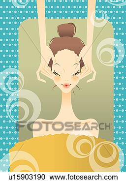 Arquivos de Ilustração - jovem,  mulher, 
 recebendo,  facial, 
 massagem,  olhos, 
 fechado. fotosearch 
- busca de ilustrações 
clipeart e desenhos