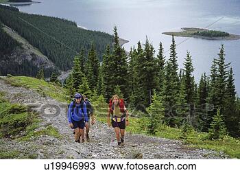 Stock Photo - hiking in kananaskis 
country recreation 
area,  upper kananaskis 
lake. fotosearch 
- search stock 
photos, pictures, 
images, and photo 
clipart