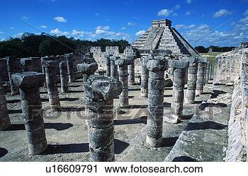 Stock Photography - mexico,  yucatan 
peninsula at chichen 
itza,  pyramid 
and columns. fotosearch 
- search stock 
photos, pictures, 
images, and photo 
clipart