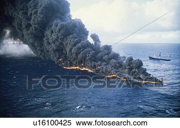 Stock Image - oils slick on 
fire off coast 
of south africa 
 (rr). fotosearch 
- search stock 
photos, pictures, 
images, and photo 
clipart