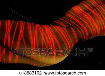 图吧 - 摘要, 红, laser-painted, <em>美丽</em>, <em>裸体</em>, <em>女性</em>的