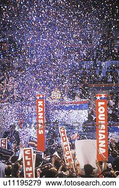 Stock Photograph - presidential celebration 
at a democratic 
convention. fotosearch 
- search stock 
photos, pictures, 
images, and photo 
clipart